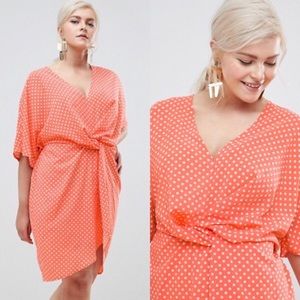 Missguided Plus Twist Front Polka Dot Dress